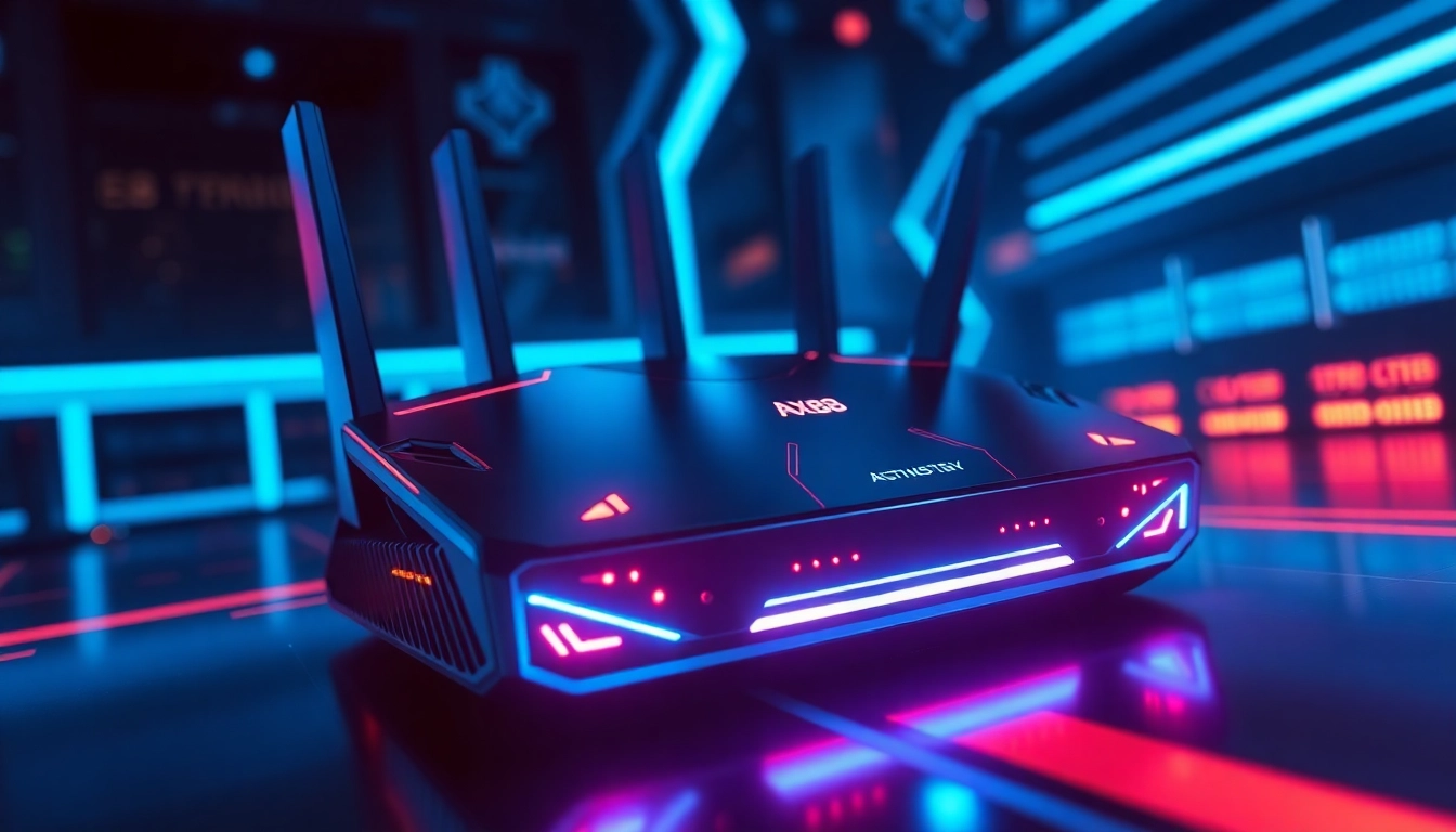 AX88 router showcasing advanced technology with glowing lights and modern design for fast internet connectivity.
