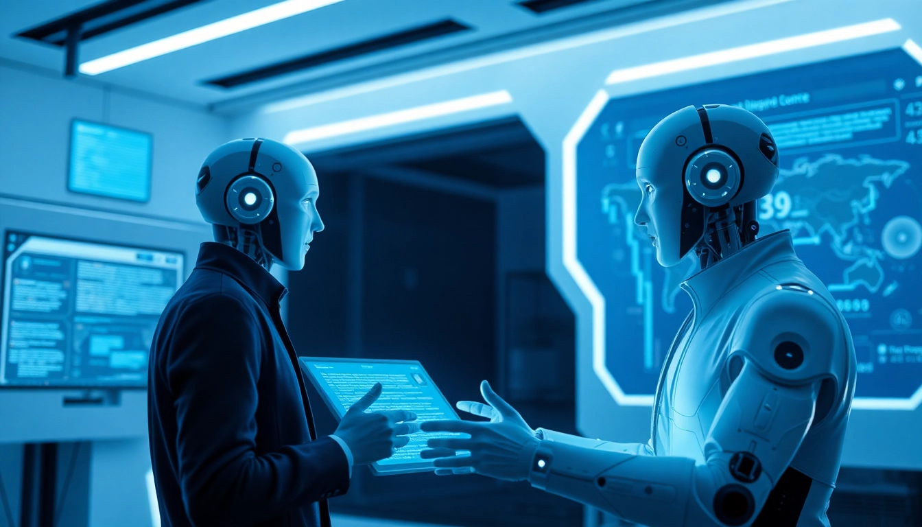 Engaging scene of humans and AI participating in a human or not ai conversation, highlighting AI-human interaction verification process for accessibility and clarity.