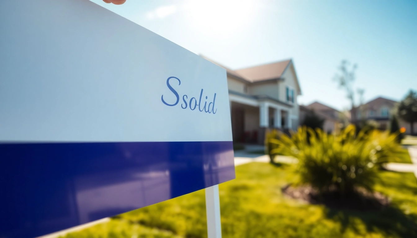 Professional sold sign with bold lettering on a residential property, designed to attract attention for real estate listings.