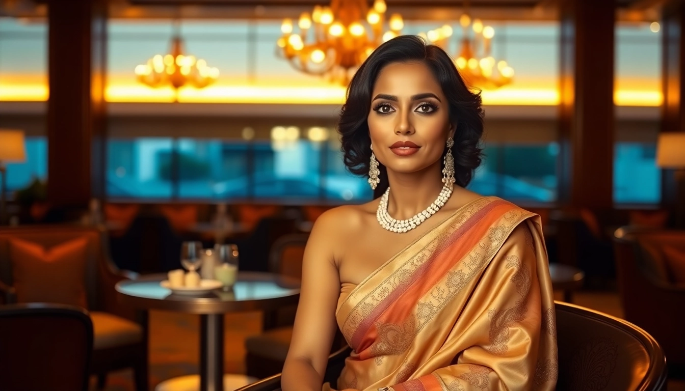 Bangalore Call Girl confidently posing in a stylish outfit at a classy hotel lounge, showcasing elegance and allure to attract discerning clients.