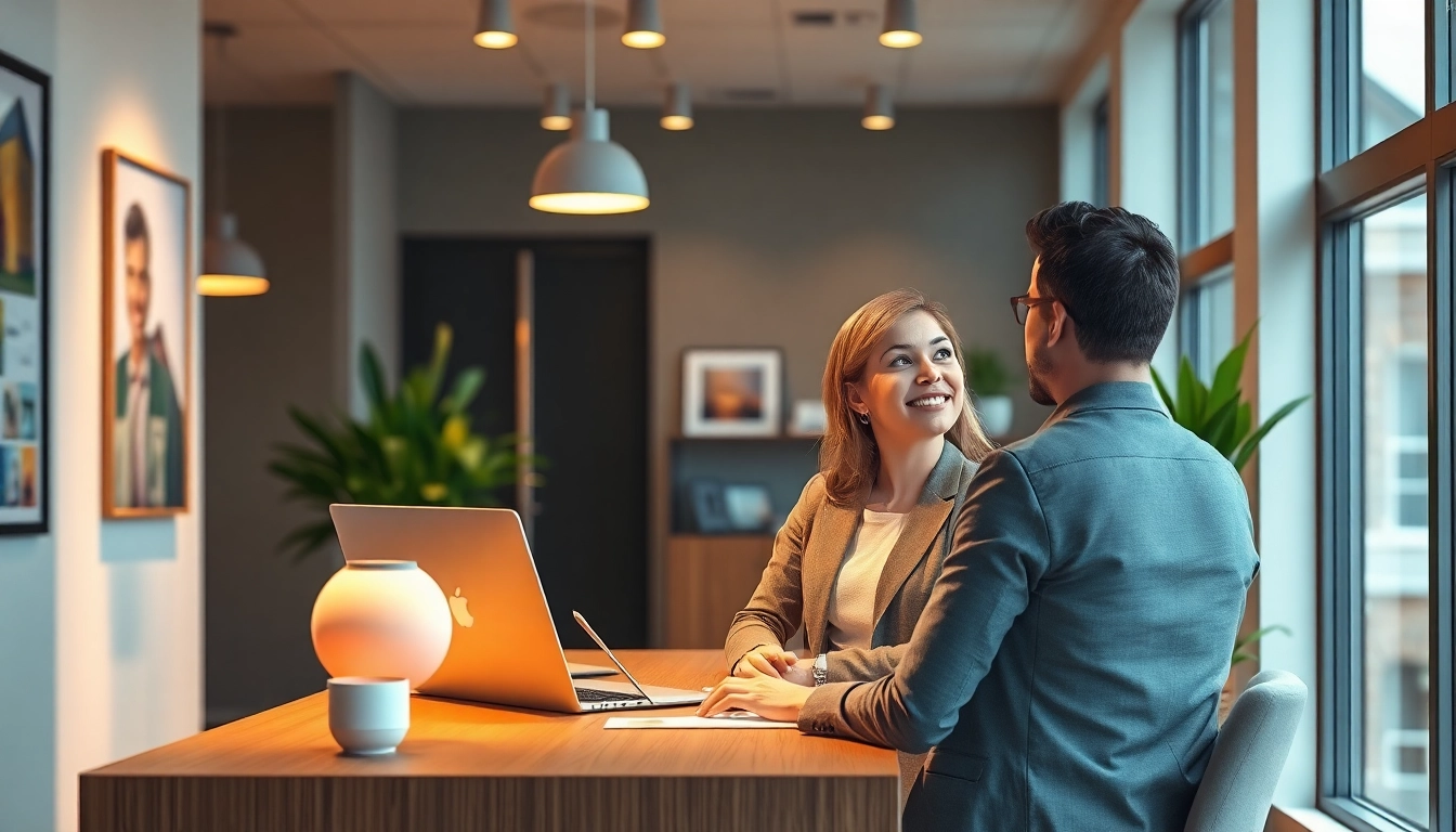Makler Grevenbroich offers expert real estate consultation in a welcoming office setting, building trust.