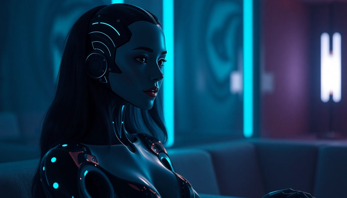 Ai sex scene showing an advanced humanoid robot engaging in intimate interaction with a human, emphasizing sophistication and privacy.