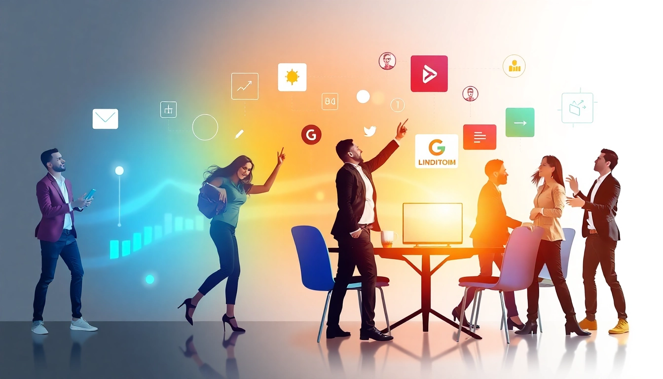 Professional team analyzing digital marketing strategies for business growth with Lien minh KJC