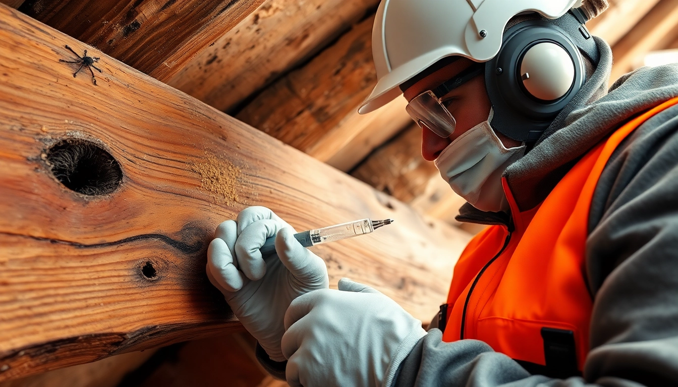 Professionele houtwormbehandeling in een oude houten constructie