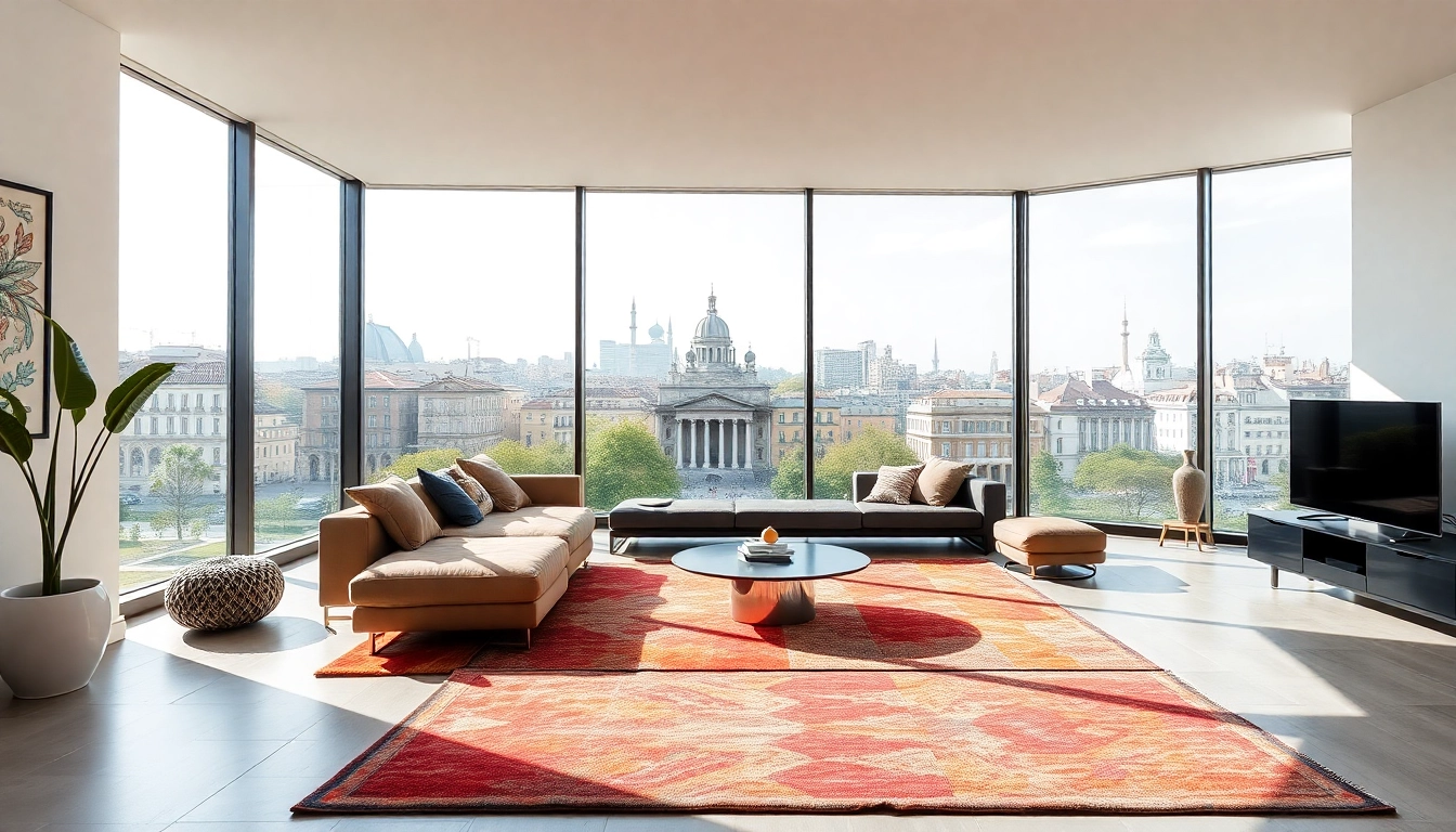 Showcase of stylish Tappeti moderni Milano in a contemporary Milan apartment setting for