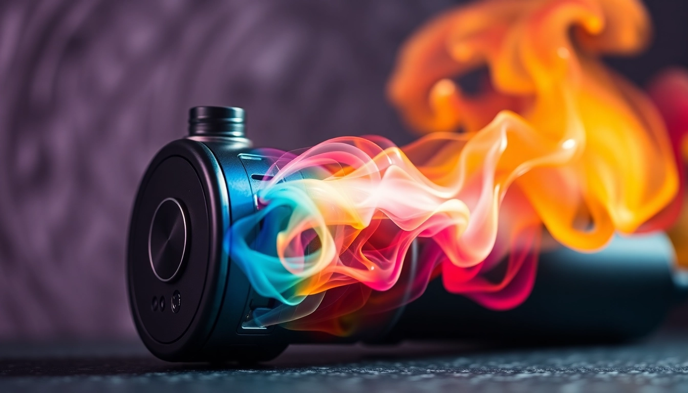 Vape device with colorful vapor clouds illustrating modern vaping experience and product design