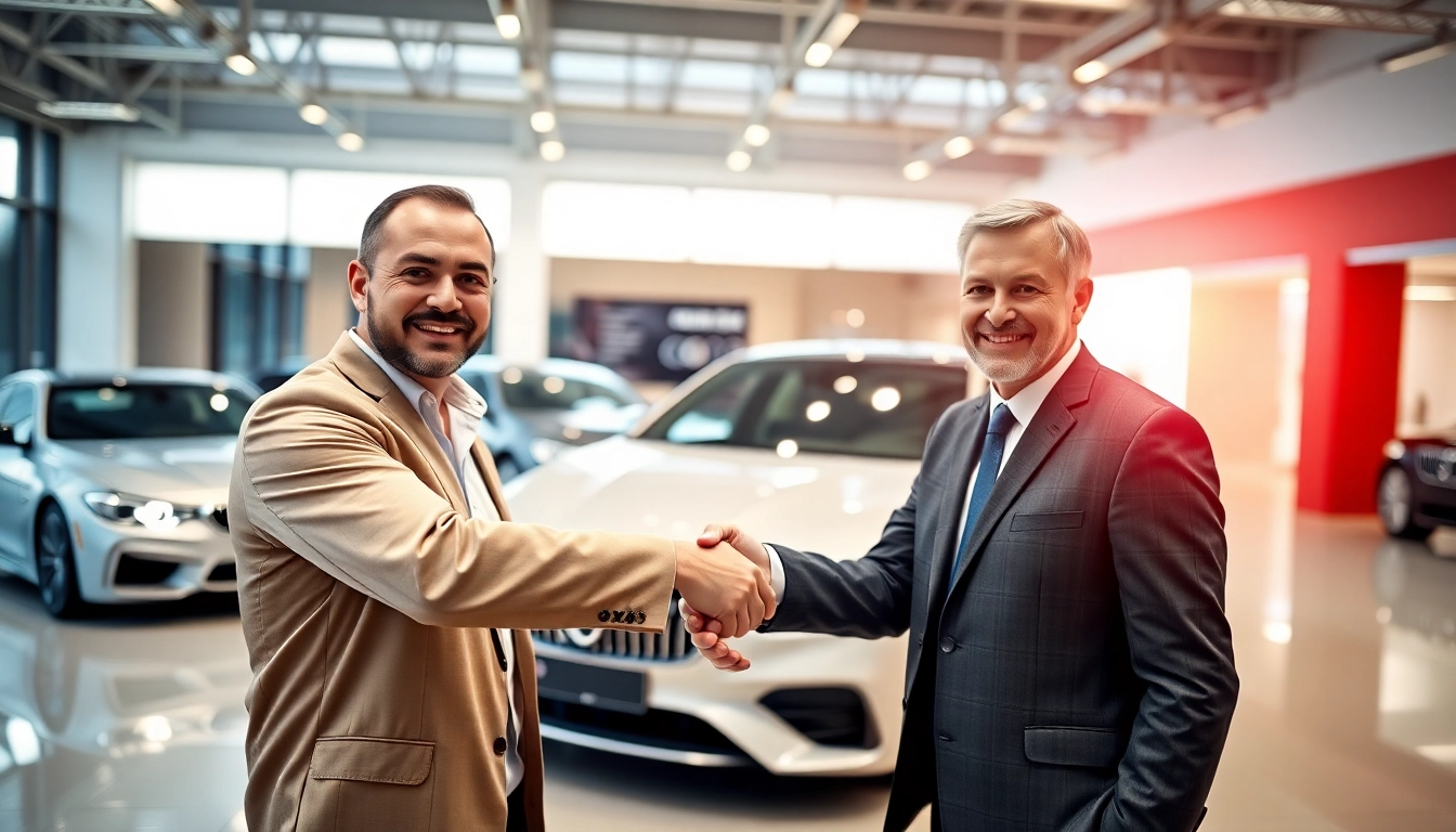 Fast compro auto usate ritiro immediato service with a friendly dealer handshake, ensuring